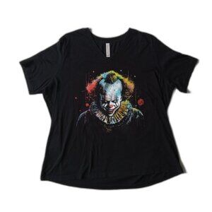 Bella+Canvas Black Short Sleeve Vneck Colorful Pennywise IT Graphic Print TShirt